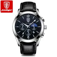 Vente en gros de montres chronographes à quartz de luxe pour hommes Poedagar 829, étanches 3ATM, bracelet en alliage et cuir avec bracelet en acier inoxydable