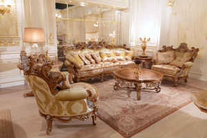 Set di Divani in Stile Barocco Europeo di Lusso Intagliati a Mano con Foglia d'Oro <span class=keywords><strong>Mobili</strong></span> per <span class=keywords><strong>Soggiorno</strong></span> in <span class=keywords><strong>Legno</strong></span> <span class=keywords><strong>Massello</strong></span> TO01S-TO06S - Product Image 4