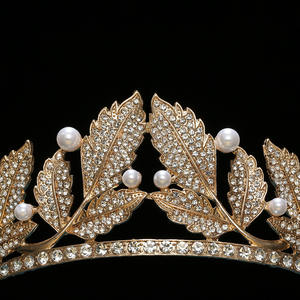 כסף אופנתי כסף גדול סגסוגת בארוקית כתר יהלום פשוט פנינה זהב לילדות קישוט שיער חתונה אלגנטי - Product Image 5