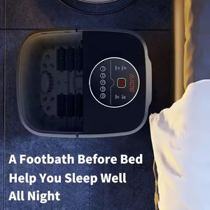 ถังนวดเท้าไฟฟ้าพับได้คุณภาพสูงพร้อมใบรับรอง ระบบควบคุมเวลา ลูกกลิ้งนวด บรรเทาอาการปวดเมื่อย สีแดง ขายส่ง - Product Image 5