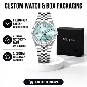 Montre pour homme en acier inoxydable à étiquette privée, logo personnalisé, étanche, luxe, mouvement à quartz, bracelet de 20 mm, cadran de 46 mm - Product Image 1