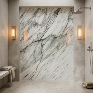 Nouvelle dalle de marbre vert naturel avec veinures blanches et grises, dalle de marbre vert clair pour ameublement domestique et revêtement mural de salle de bain - Product Image 3