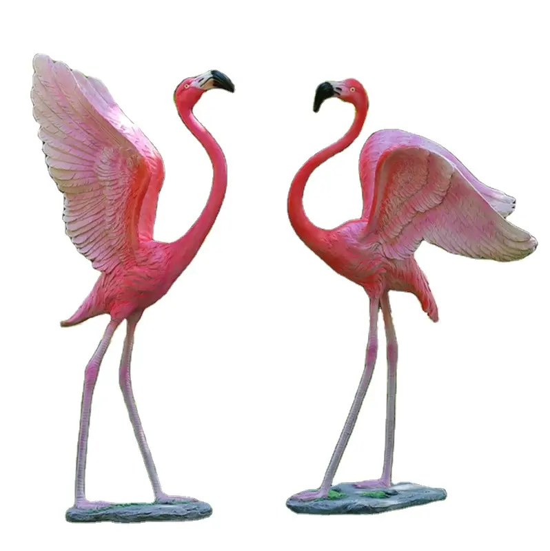 Statua all'aperto parco giochi a grandezza naturale per bambini giardino decorativo in fibra di vetro animale scultura parco divertimenti giardino Flamingo St