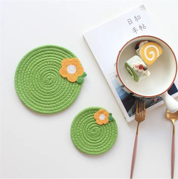 S9331 New 2023 Non-Slip Insulation Coaster Dining Table Mat Bowl Pads Pot Holder Natural Cotton Rope Round Woven Placemats