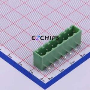 XY2500R-B-5.00-7P Plug-in Terminal Block Bent Lead Through Hole,P=5mm Connector Board-to-Board / Socket - Closed 1x7P 5mm Green - Product Image 1