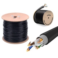 Kabel Ethernet Gigabit Cat6 Cat5e Outdoor UTP 23AWG 24AWG Jaket PE 1000ft Bulk CCA Tembaga Murni Kabel Jaringan LAN