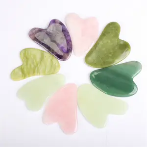 100% véritable jade naturel de marque privée visage rose quartz gua sha outil