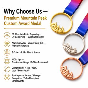 Médaille de Montagne en Cristal Métal <span class=keywords><strong>Loup</strong></span> Or Argent Bronze Récompense Employé Manager Logo Personnalisé OEM Vente en Gros Usine - Product Image 3