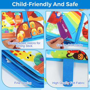 Nouveaux jouets éducatifs Montessori : Livre sensoriel en feutre Arche de Noé, Tableau d'activités en tissu doux pour tout-petits, Livre d'éveil pour développer les compétences de base - Product Image 3