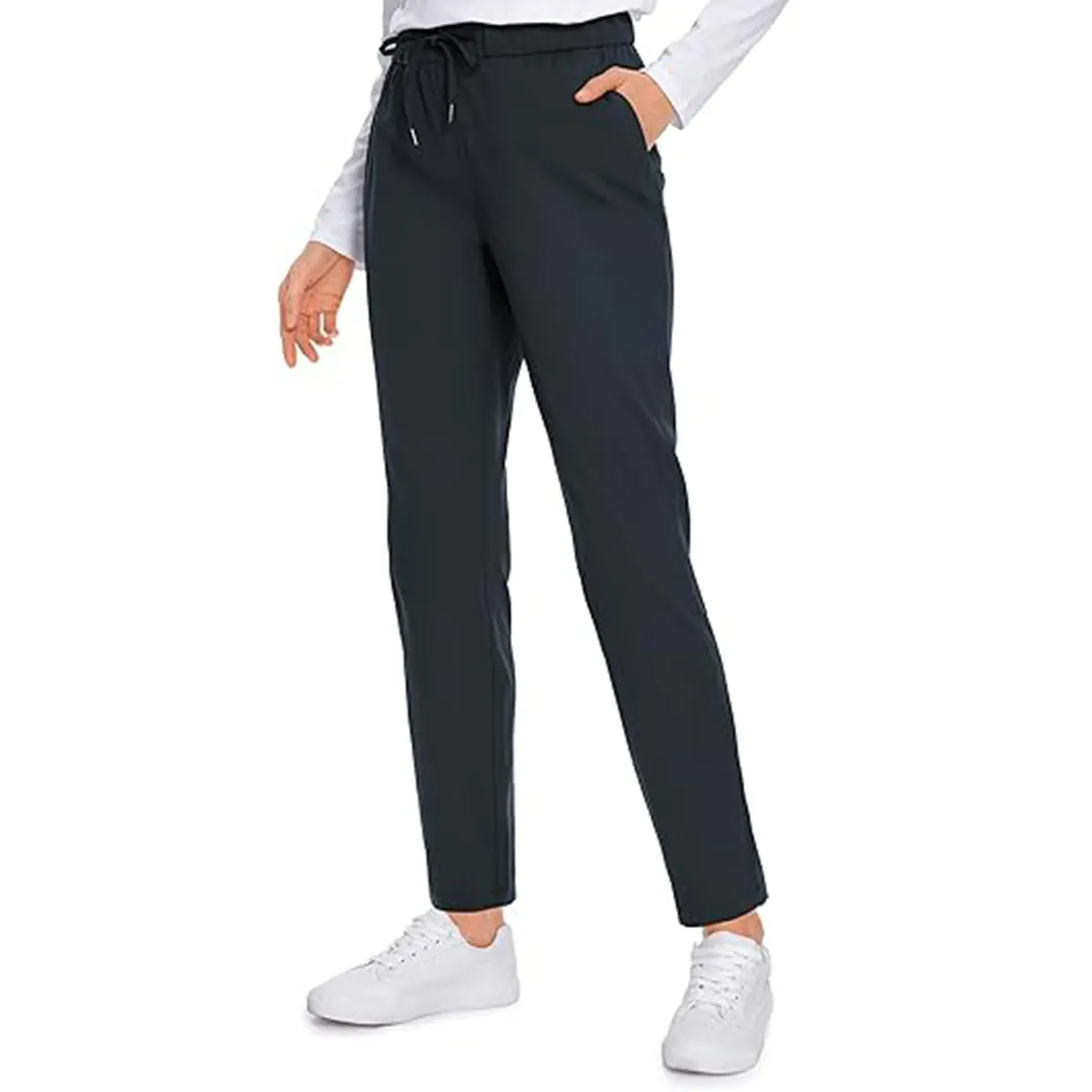 Pantalones de golf sostenibles Tejido Poliéster Spandex Pantalones de vestir ajustados Pantalones deportivos elásticos para mujeres