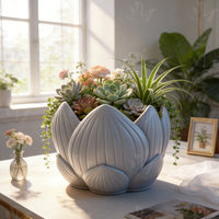 J10-566 Moule en silicone Lotus pour coupelle à encens en ciment et gypse, écologique, pour artisanat DIY en résine époxy, coupelle de rangement, pot de fleurs et ornements