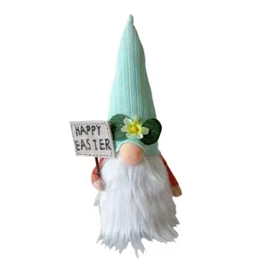 2024 nuevo Mini elfo de Pascua decoración estatua decoración escritorio Gnomo muñeca huevo zanahoria conejito muñeca sin rostro Gnomo felpa Festival regalo