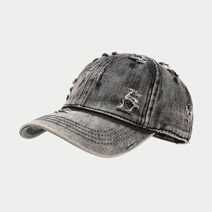SUN ERA Gorra de Béisbol Unisex Europea y Americana de 6 Paneles, Visera Curva de Terciopelo, Vaquero Desgastado con Efecto Rasgado, Hebilla Metálica, Estilo Hip Hop Urbano - Product Image 6