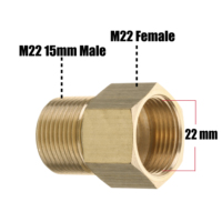 Raccords en laiton pour nettoyeur haute pression coupleur métrique M22 15mm filetage mâle à M22 14mm adaptateur femelle