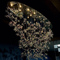 Lustre ovale de luxe en cristal multicolore en forme de fleur pour décorer le hall d'hôtel, la salle de mariage et éclairer le fond du plafond