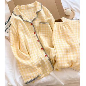 ชุดนอนผ้าฝ้ายเนื้อนุ่มสองชั้นสำหรับผู้หญิง เอวยืดหยุ่น แขนยาว <span class=keywords><strong>กางเกง</strong></span>ขายาว น่ารัก สไตล์ลำลอง ใส่สบายๆ อยู่บ้าน เหมาะสำหรับฤดูใบไม้ร่วง - Product Image 3