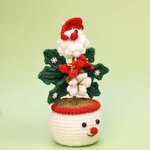 Trending Handmade <b>Christmas</b> Crocheted Plush Hanging Planters Santa Claus <b>Flower</b> Pots Modern <b>Artificial</b> <b>Flower</b> Bouquets Desktop - Product Image 3