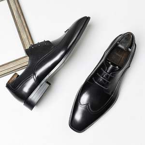 Chaussures d'affaires haut de gamme en cuir véritable souple, style Oxford décontracté et formel, semelle plate antidérapante, lacets, chaussures pour hommes tendance - Product Image 2