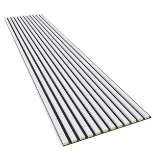 600*2400mm bianco PVC <span class=keywords><strong>3</strong></span> lati che copre <span class=keywords><strong>MDF</strong></span> stacca con schiuma acustica nera pannello di legno a doghe per la decorazione d'interni - Product Image 4
