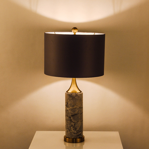 Moderne nordique en métal doré gris corps en marbre bureau <span class=keywords><strong>beige</strong></span> clair housse en tissu salon chambre étude lampe de table - Product Image 2