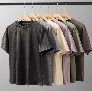 T-shirt Vintage di Alta Qualità con Logo Personalizzato e Stampa Effetto Pietra, 100% Cotone Pesante, Stile Streetwear, T-shirt <span class=keywords><strong>da</strong></span> Uomo con Lavaggio Acido - Product Image 1