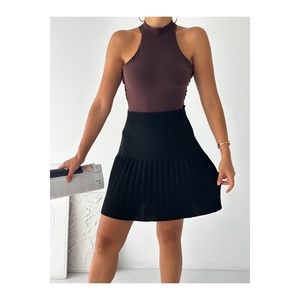 Jupe plissée en tricot à taille élastique pour femme, taille standard, longueur 50 cm - Product Image 3