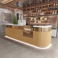 Comptoir de bar ondulé personnalisé pour bar, café, boutique de bubble tea |   Comptoir de réception et de service commercial avec panneau composite