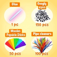 Perlengkapan Seni & Kerajinan Mega untuk Anak-Anak, Set Kerajinan Lengkap dengan Pom Pom, Pembersih Pipa, Proyek DIY untuk Sekolah & Rumah