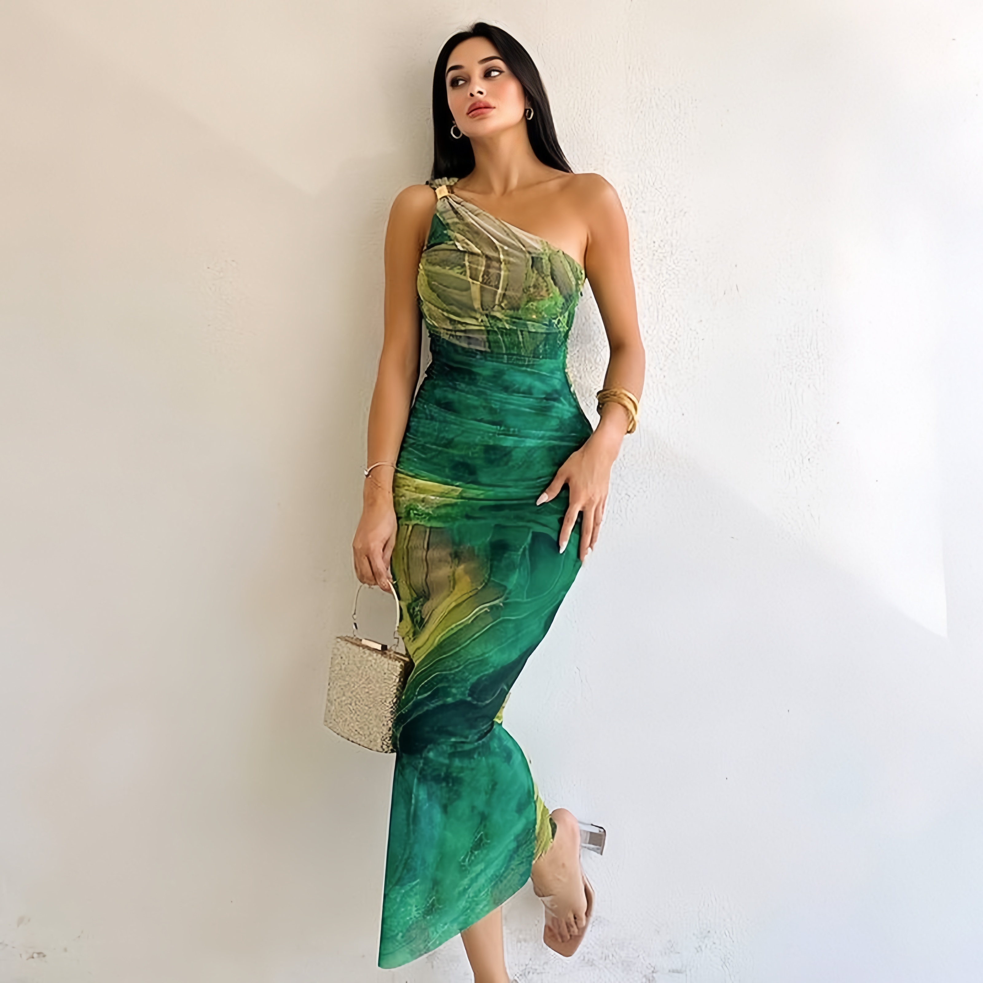 Women One Shoulder Party Dress High Waist Sleeveless Skinny Dress Fashion  Print Lady Elegant Summer Evening Party Dress| Alibaba.com