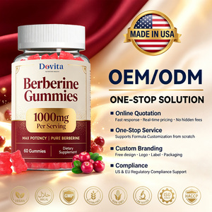 Gummies de berbérine personnalisées en marque blanche OEM, 60 unités, qualité supérieure, excellent goût, complément alimentaire végétalien, certifié GMP, ISO 22000 - Product Image 1