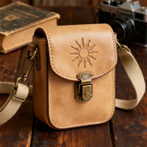 Sản Xuất Cổ Điển Cổ Điển Da Chính Hãng Logo Dập Nổi Vuông Máy Ảnh Túi Crossbody Vai Túi Cho Fujifilm Instax - Product Image 4