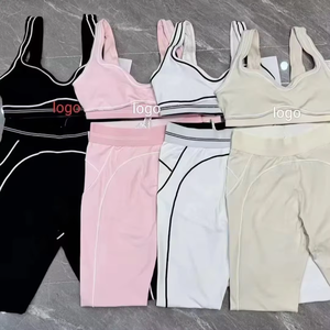 Conjunto de 2 Piezas de Leggings Deportivos para Mujer, de Alta Calidad, con Hilo Elástico en Cuatro Direcciones, Sin Costuras, para Yoga y Pilates, al por Mayor - Product Image 1