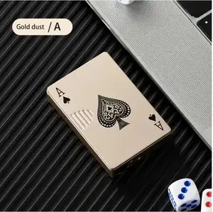 Jia Xin Creative Ace Cards Lighter Green Jet Flame Torch Windproof Metal Encendedores For Cigarette Poker Playing Cards Lighter
