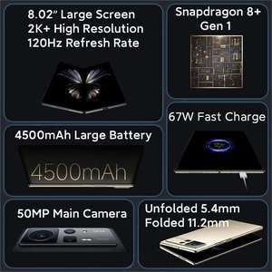 Versión Mayorista de Teléfono Inteligente 5G para Xiao Mi Mix Fold 2, Pantalla Plegable de 8.02 Pulgadas, Snapdragon Gen 8+ Octa Core, Chino - Product Image 3