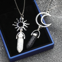 Collier de couple en pierre naturelle turquoise et améthyste, pendentif hexagonal, charme cœur soleil étoile, bijoux de mode BFF