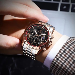 POEDAGAR 968, relojes para hombre, reloj <span class=keywords><strong>de</strong></span> cuarzo <span class=keywords><strong>de</strong></span> moda multifuncional para hombre, resistente al agua, fecha luminosa, cronógrafo, fase lunar - Product Image 4