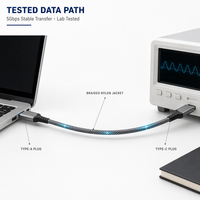 Câble USB 3.0 Type A vers USB C LUNG KAY, transfert de données 5 Gbps, charge rapide 60 W, câbles USB A vers Type C tressés en nylon, 1 m, 2 m, 3 m