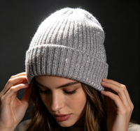 Bonnet d'hiver de luxe en tricot à revers, réfléchissant, à carreaux, personnalisable avec logo, en gros, doux, 100 % laine mérinos, unisexe, ajustable, épais