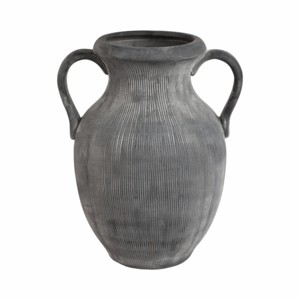 Vaso a forma di brocca con texture e manico, superficie a coste, decorazione in ceramica per soggiorno, complemento d'arredo moderno, espositore scultoreo - Product Image 1