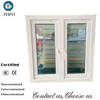 Fenêtre à battant en PVC résistant aux ouragans, taille 37*38, design moderne pour villas résidentielles de luxe