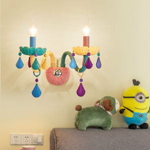Pastel Color LED Luxury Modern European <strong>Wall</strong> <strong>Light</strong> with Fabric Shade for <strong>Nursery</strong> Bedroom Living Room Soft Tone Interior Lighting - Product Image 2