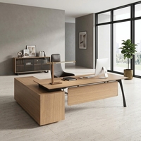 Bureau de direction moderne en bois avec base en fer, tiroir de rangement, poste de travail pour bureau