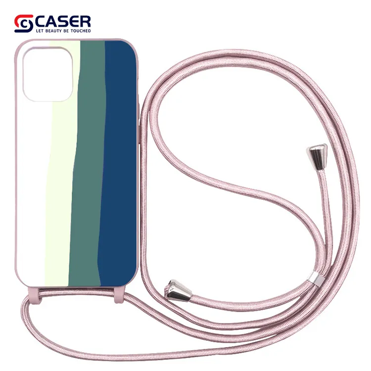 Wholesale New Trends TPU Rainbow Color Phone Shell With Crossbody Rope Candy Color Mobile Phone Cases For Iphone 14 13 12 11