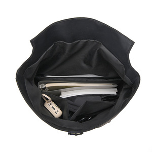 Cross-border Custom European-style minimalist <b>roll</b>-<b>top</b> <b>backpack</b>, casual <b>roll</b>-flap <b>top</b> pack, leather-finish business travel - Product Image 3