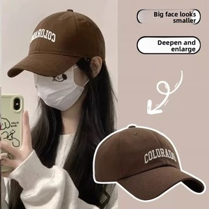 Casquette de baseball unisexe 6 panneaux Deep Top Big Head, été, en PVC, avec lettres, visière large, <span class=keywords><strong>boucle</strong></span> en cuivre doré - Product Image 1