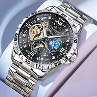 Montre mécanique automatique lumineuse LOUIE JUELEN |   Personnalisable |   Pointeur |   Montre de luxe étanche 30M avec bracelet en acier inoxydable
