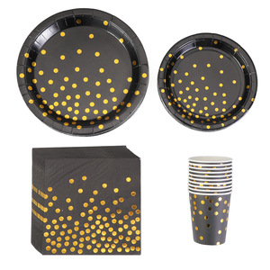 Scattered dots, black gradient hot foil <b>paper</b> plates, party supplies, disposable hot foil <b>paper</b> plates, <b>paper</b> cups, <b>paper</b> - Product Image 5