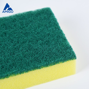 Amigo Kitchen Cleaning Sponge <b>Block</b> Thickened High Density Green Yellow 3 Piece Pack For Pots And Pans - Product Image 4