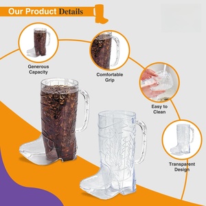 أكواب شاي مبتكرة على شكل أحذية رعاة البقر البلاستيكية الصغيرة، أكواب شوت للبيرة سعة 16 أونصة قابلة لإعادة الاستخدام، أكواب حفلات إبداعية مخصصة - Product Image 6