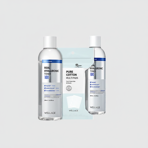 Toner hyaluronique de qualité WELLAGE 100ml et tampons de coton 60P véritable acide hyaluronique pour les soins de la peau - Product Image 2
